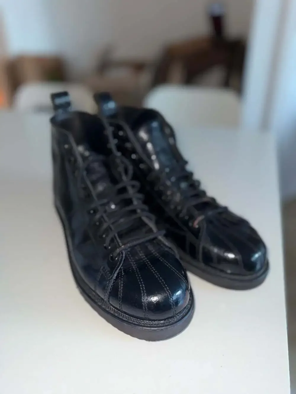 Adidas Superstar Boot CG6458 Black Patent Leather Size 8.5